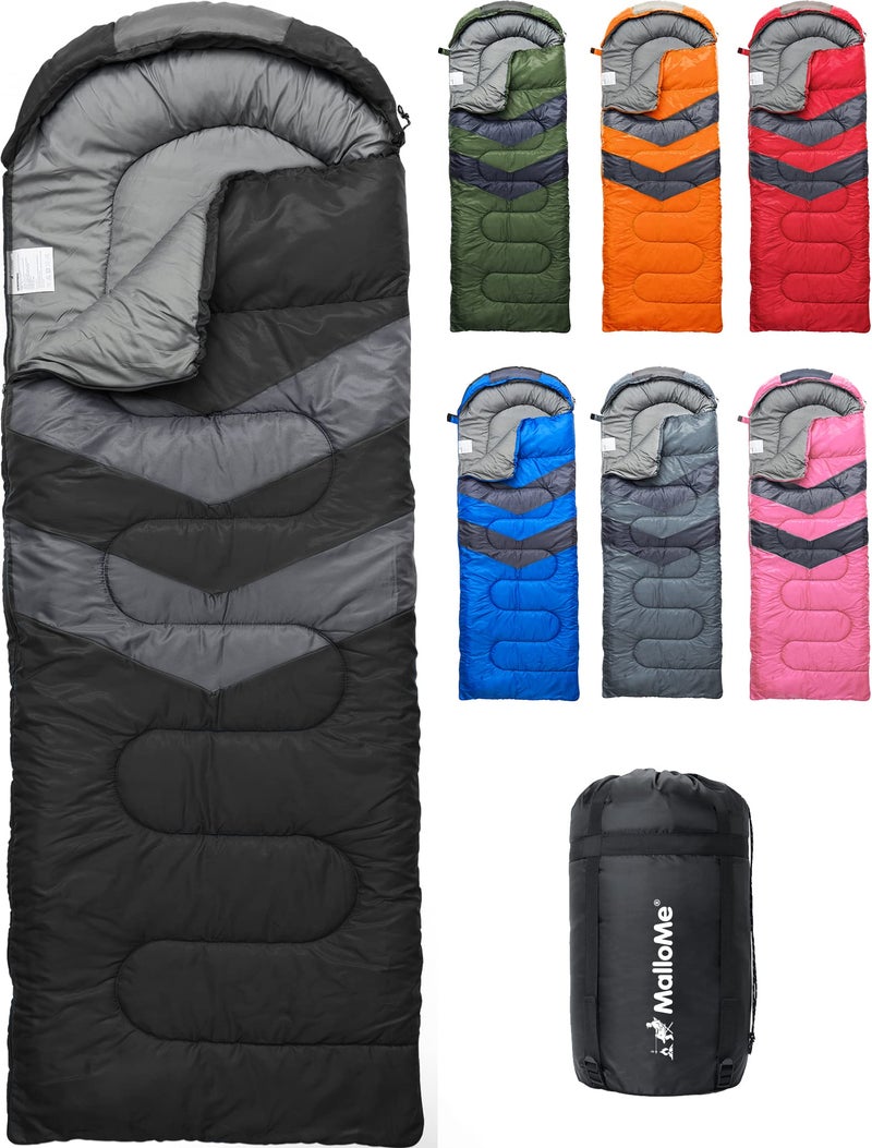 MalloMe Sleeping Bags for Adults Cold Weather & Warm - Backpacking Camping Sleeping Bag for Kids 10-12, Girls, Boys - Lightweight Compact Camping Essentials Gear Accessories Hiking Sleep Must Haves - Image 1