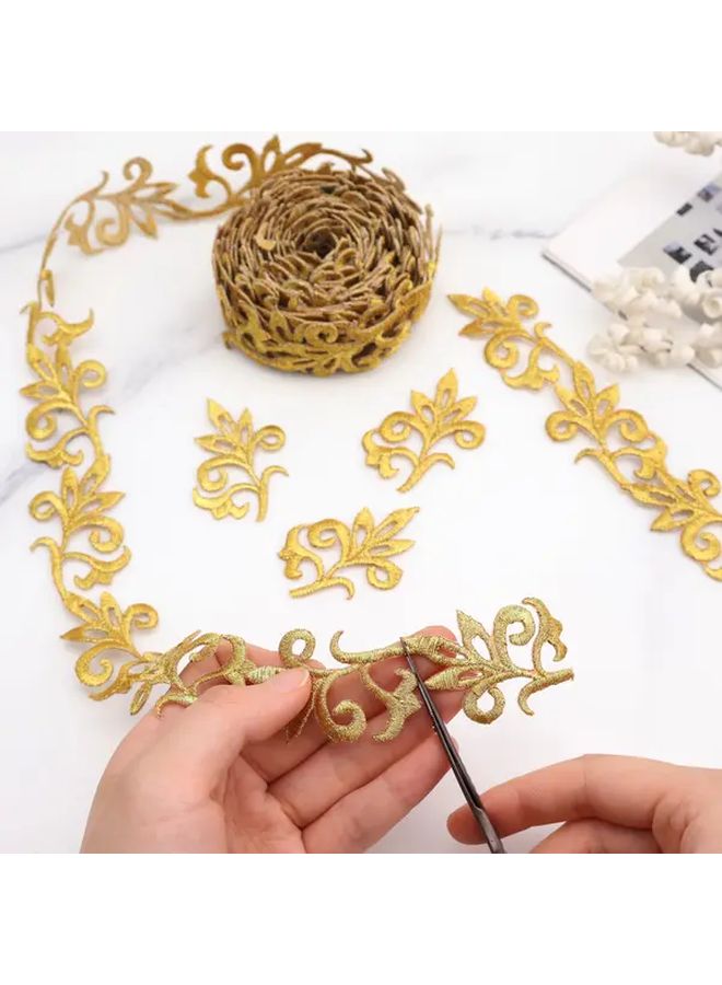 شريط بوليستر فضي مع زهور معدنية من الدانتيل قابل للكيّ للخياطة على الفساتين والأزياء وديكور الملابس - Image 4