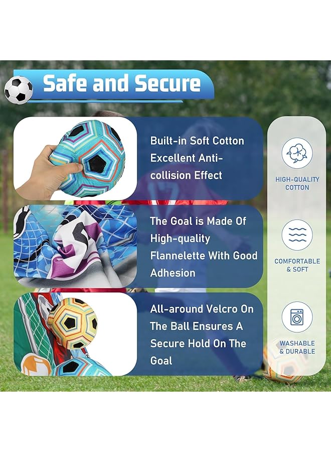 DMG TECH Kids Soccer Ball Outdoor Soccer Ball Game For Kids And Adults Soccer Ball Set With 1 Flannel Soccer Goal 2 Footballs 4 Sticky Hooks 4 Black Ribbons And 2 Ground Stakes (59 * 39In) - Image 2