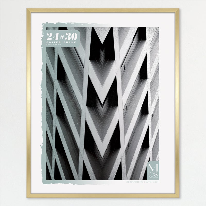 MCS Foundation 24x30 Poster Frame Traditional Brass Vertical Horizontal Wall Hanging Large Picture Frame for Photos Posters Art Prints 1Pack