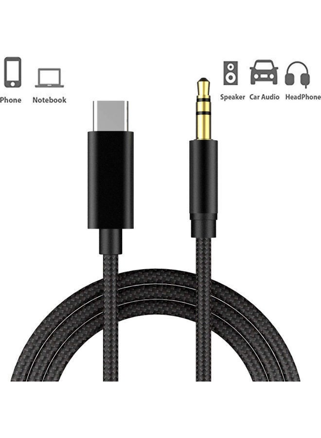 نيبمينينت USB-C Audio Cable 1 Meter, from Type-C to Aux Male -3.2feet- Black - Image 1