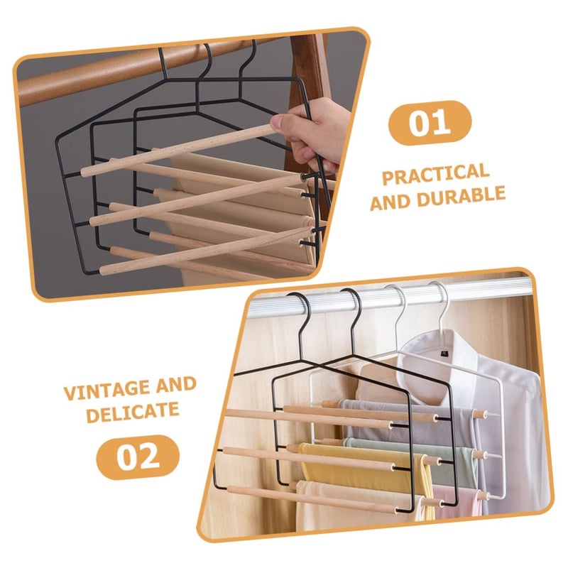 Space Saving Pants Hangers Wrinkle Free Multi Purpose Wardrobe Organizer Black - Image 3