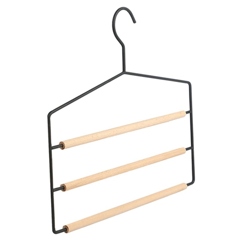 Space Saving Pants Hangers Wrinkle Free Multi Purpose Wardrobe Organizer Black - Image 2