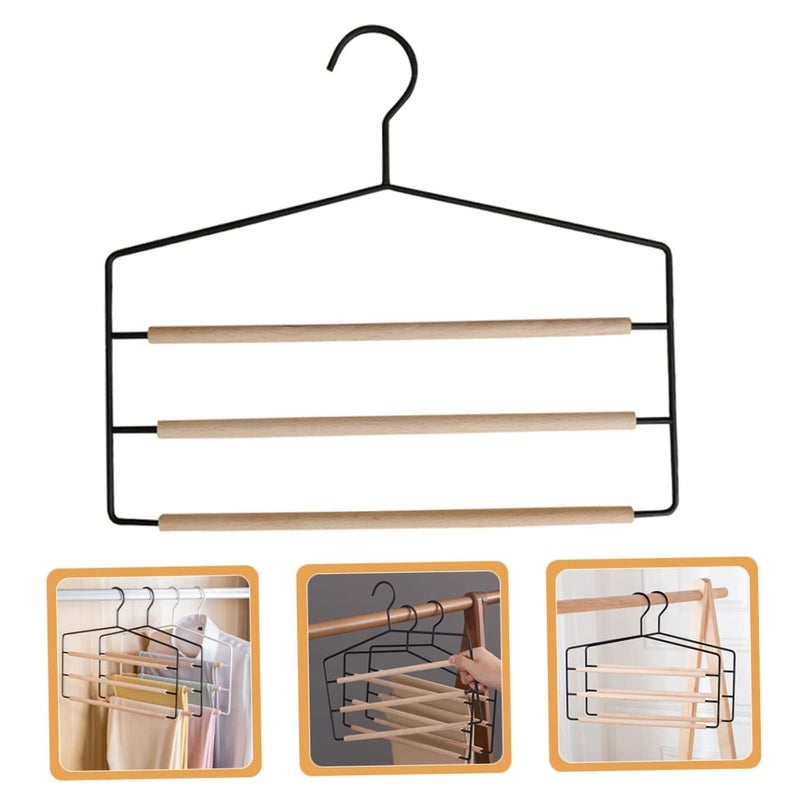 Space Saving Pants Hangers Wrinkle Free Multi Purpose Wardrobe Organizer Black - Image 5