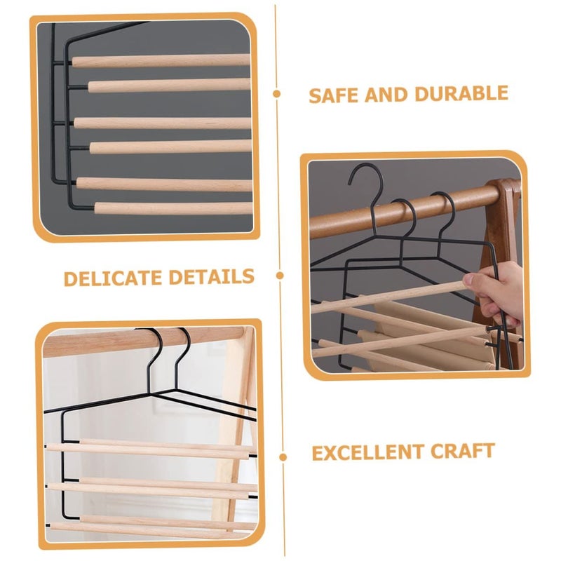 Space Saving Pants Hangers Wrinkle Free Multi Purpose Wardrobe Organizer Black - Image 4