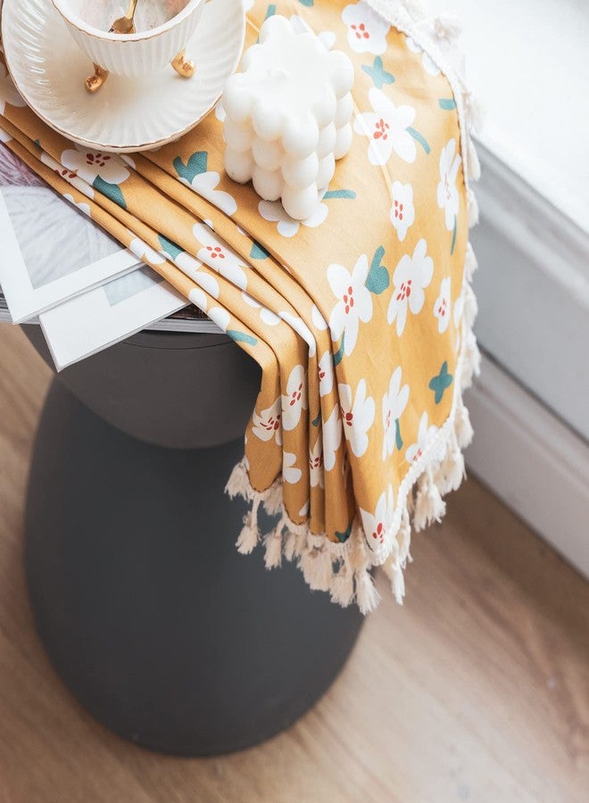 Deeprove ستارة ديبروف بوهو بطول 84 بوصة، بنقشة زهور صفراء ريفية، مصنوعة من القطن والكتان، مزينة بشرابات وجيب للعمود، توفر تعتيمًا جزئيًا، بتصميم ريفي بوهيمي، مناسبة لغرفة نوم الأطفال، لوحة واحدة، عرض 55 بوصة × طول 84 بوصة - Image 3