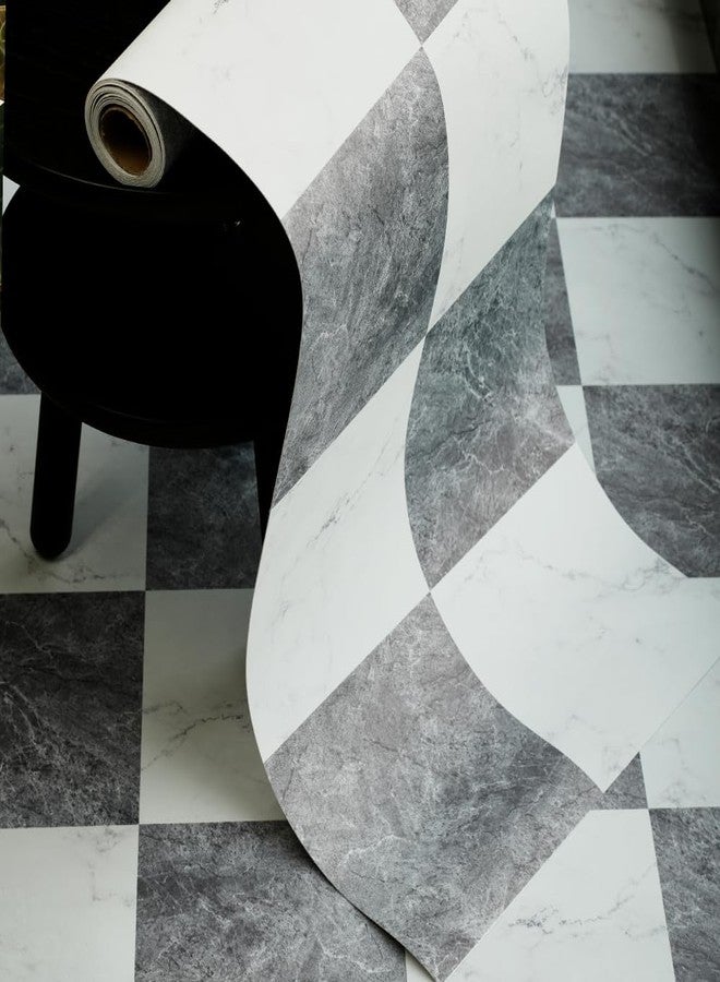 auxua Peel and Stick Floor Tile, Marble Pattern Continuous Vinyl Roll Flooring - 15.7'' x 19.68 ft Roll Covers 25.83 sq. ft, Effortless Alignment, Seamless Look Design for Bathroom, Kitchen - Image 1