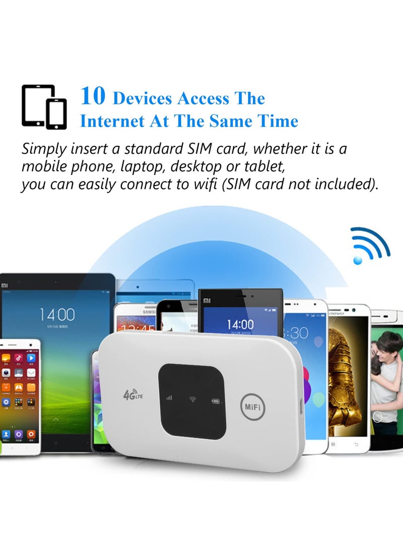 Beauenty Portable WiFi 4G Mobile Hotspot, Wireless Portable WiFi Hotspot 4G LTE Router with Charging Cable, 150Mbps Download Speed, with USB Cable, with SIM Card Slot for Phone Laptop Desktop Tablet - Image 4