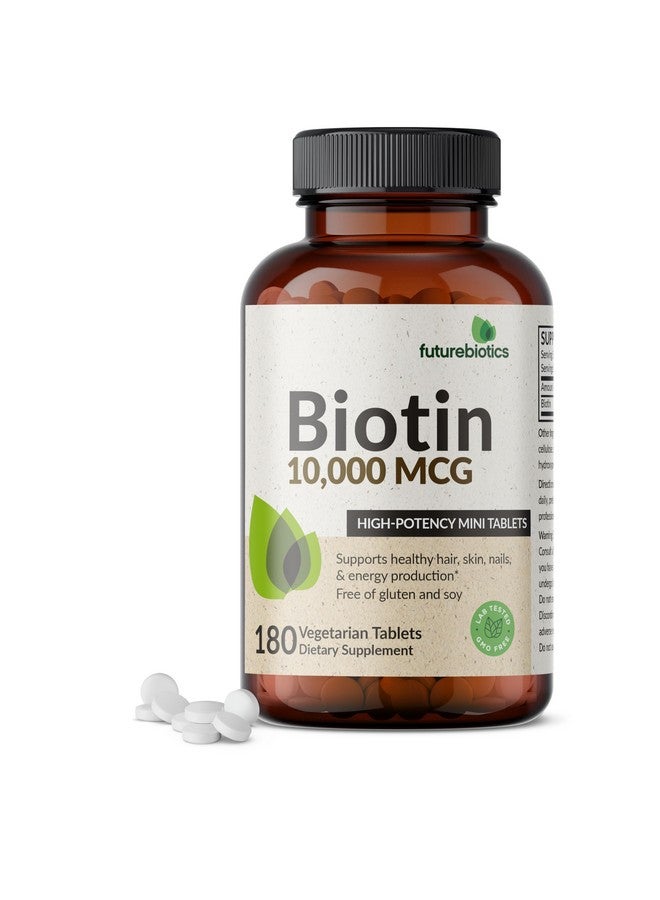 Futurebiotics Biotin 10,000 MCG High Potency Tablets Supports Healthy Hair, Skin & Nails & Energy Production, Non-GMO, 180 Vegetarian Tablets - Image 1