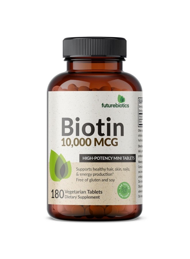 Futurebiotics Biotin 10,000 MCG High Potency Tablets Supports Healthy Hair, Skin & Nails & Energy Production, Non-GMO, 180 Vegetarian Tablets - Image 5