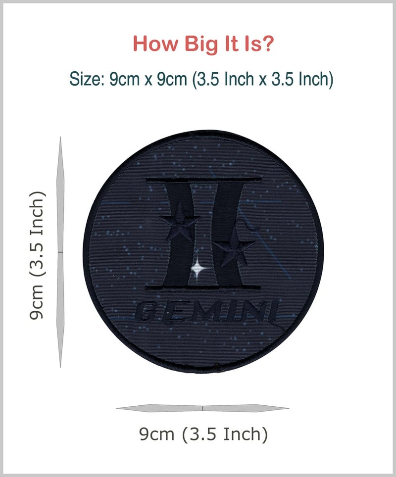 Generic Gemini Stars Applique Embroidered Sew-on Patch ; Size: 9cm x 9cm for Jackets, Caps, T-Shirts, Bags, Jeans, Pants, Outdoor Clothing ; Imported from Malaysia (1 Piece). (Code: M-30)  - Image 2