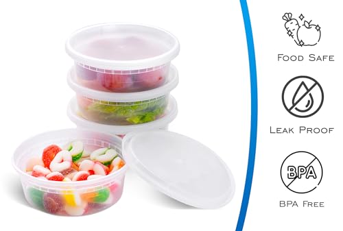 EDI [8 OZ, 50 Sets] Plastic Deli Food Storage Containers with Airtight Lids | Microwave-, Freezer-, Dishwasher-Safe | BPA Free | Heavy-Duty | Meal Prep | Leakproof | Recyclable - Image 2