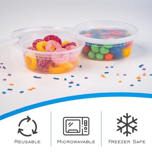 EDI [8 OZ, 50 Sets] Plastic Deli Food Storage Containers with Airtight Lids | Microwave-, Freezer-, Dishwasher-Safe | BPA Free | Heavy-Duty | Meal Prep | Leakproof | Recyclable - Image 3