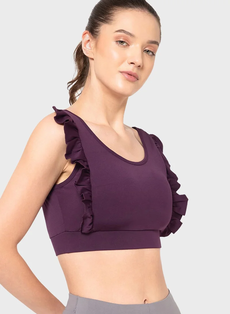 Clovia Ruffle Sleeve Sports Bra