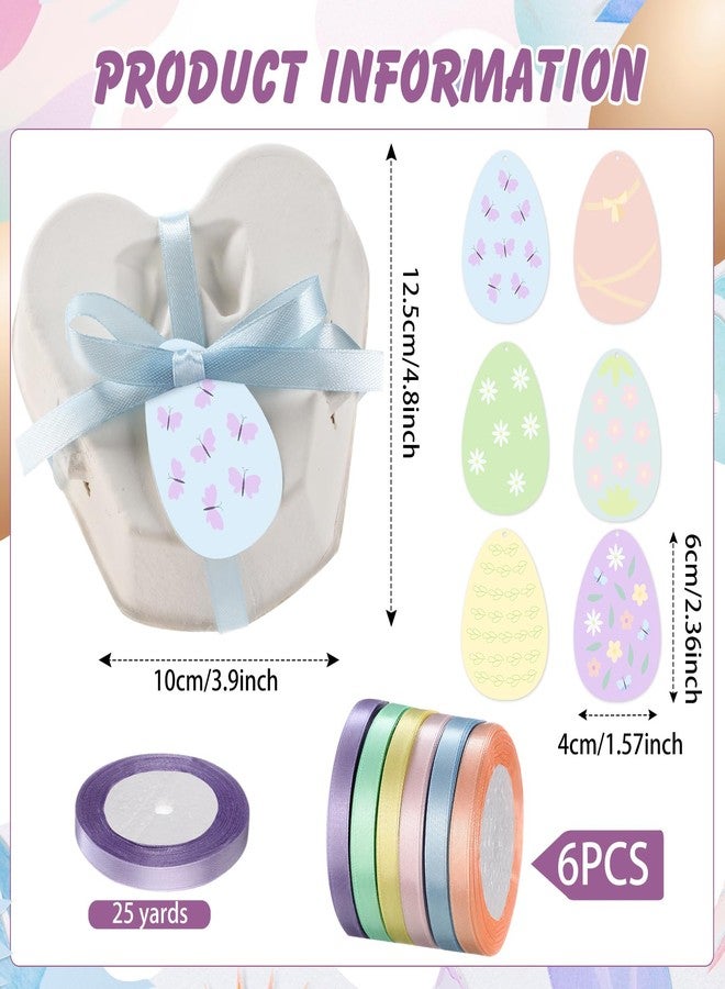 Fullhawl 24 Pcs Egg Cartons White Heart Shaped Egg Holder Natural Pulp Paper for Chicken Eggs with Macaron Color Label Ribbon for Easter Gift, Arts and Crafts Reusable (Cute) - Image 4