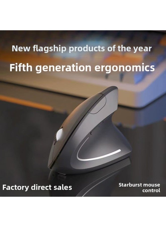 【Hot】 Mute Wireless Vertical Bluetooth Mouse Dual-mode Ergonomic Design Business Office Wired Mouse-Specification:Black Charging Dual Mode 7043 - Image 2