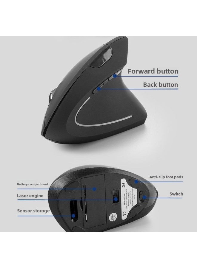 【Hot】 Mute Wireless Vertical Bluetooth Mouse Dual-mode Ergonomic Design Business Office Wired Mouse-Specification:Black Charging Dual Mode 7043 - Image 5