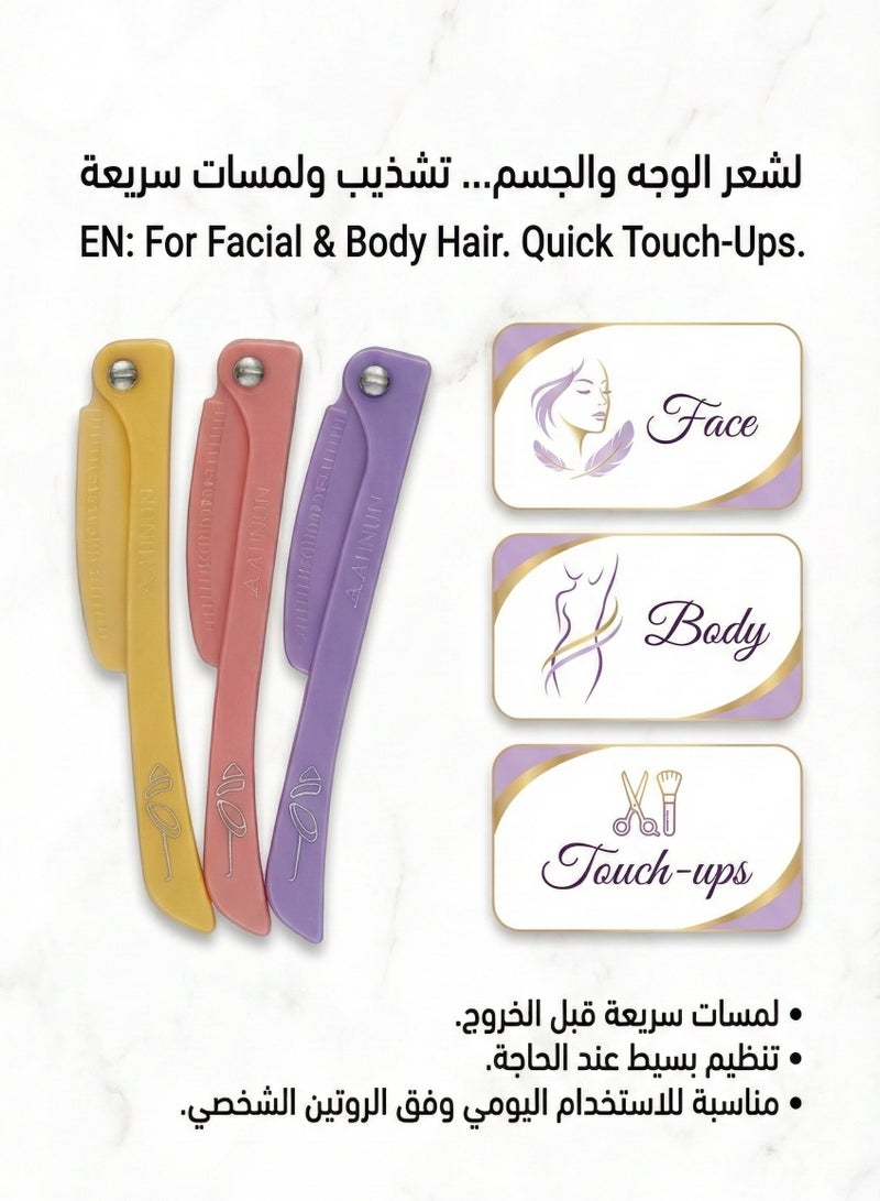 BOLAND LAURA Flamingo Razors for Women Facial and Body Hair Removal 3 Blades Yellow/Pink/Purple 6 boxes - Image 4