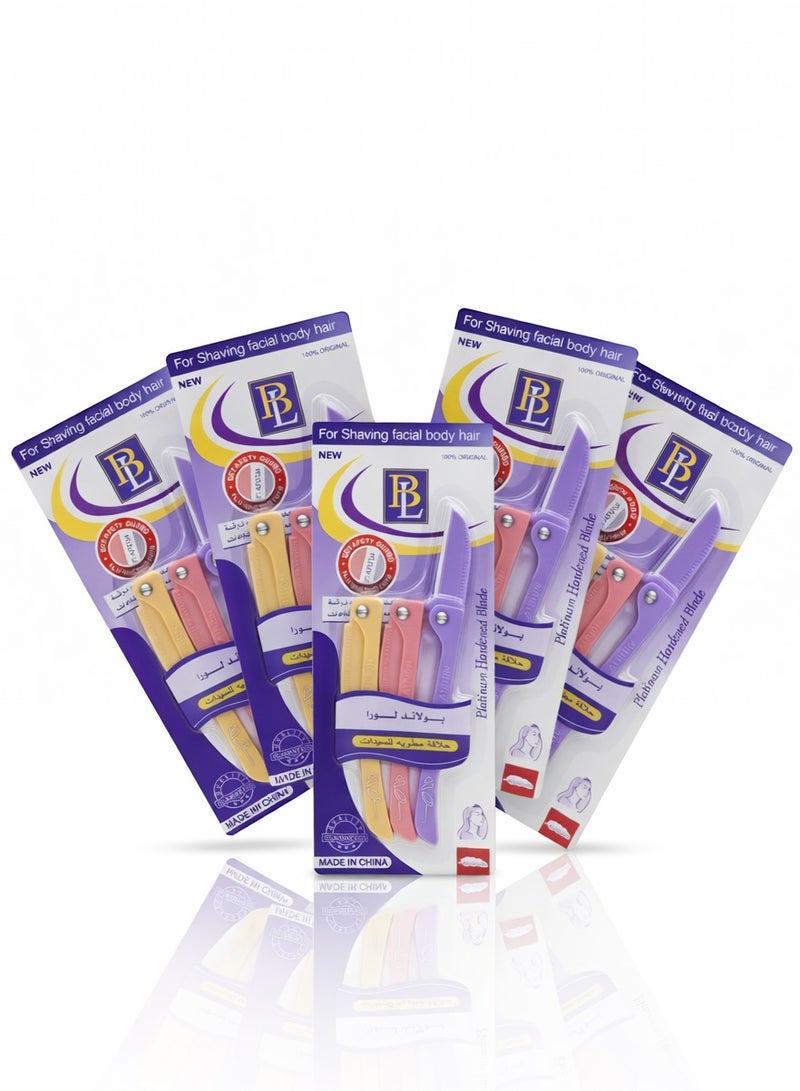 BOLAND LAURA Flamingo Razors for Women Facial and Body Hair Removal 3 Blades Yellow/Pink/Purple 6 boxes - Image 1