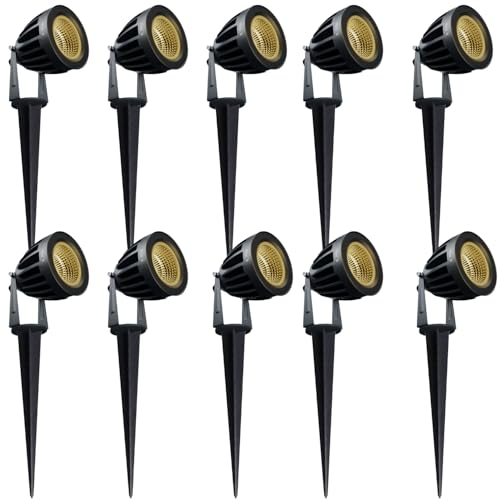 Nortek Hydra 5W Warm White LED Garden Lights | Adjustable Spike Lights for Garden Decor | Rustproof Aluminum Die-Cast Body | IP65 Rated LED Garden Lights for Pathways, Terraces, and Walls Pack of 10 - Image 1