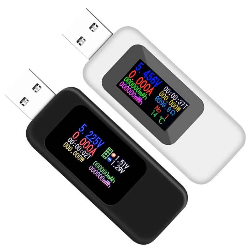 2Pcs USB Power Tester Voltmeter Ammeter LCD Screen Battery Capacity Monitor - Image 2