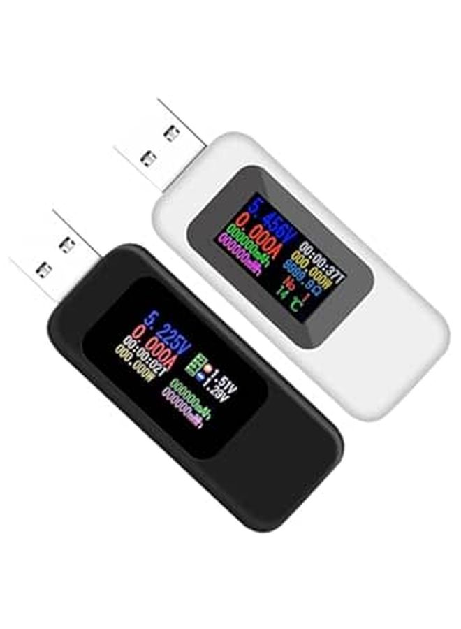 2Pcs USB Power Tester Voltmeter Ammeter LCD Screen Battery Capacity Monitor - Image 1