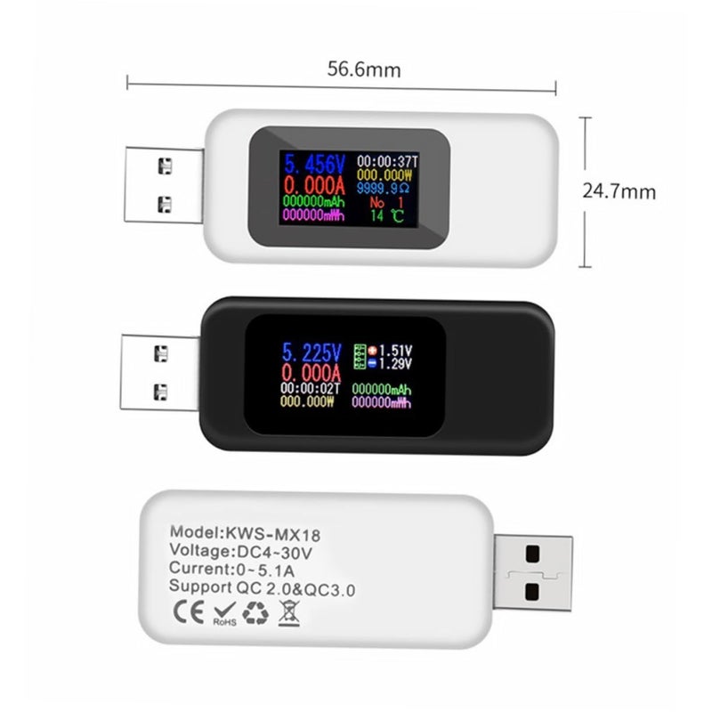 2Pcs USB Power Tester Voltmeter Ammeter LCD Screen Battery Capacity Monitor - Image 3