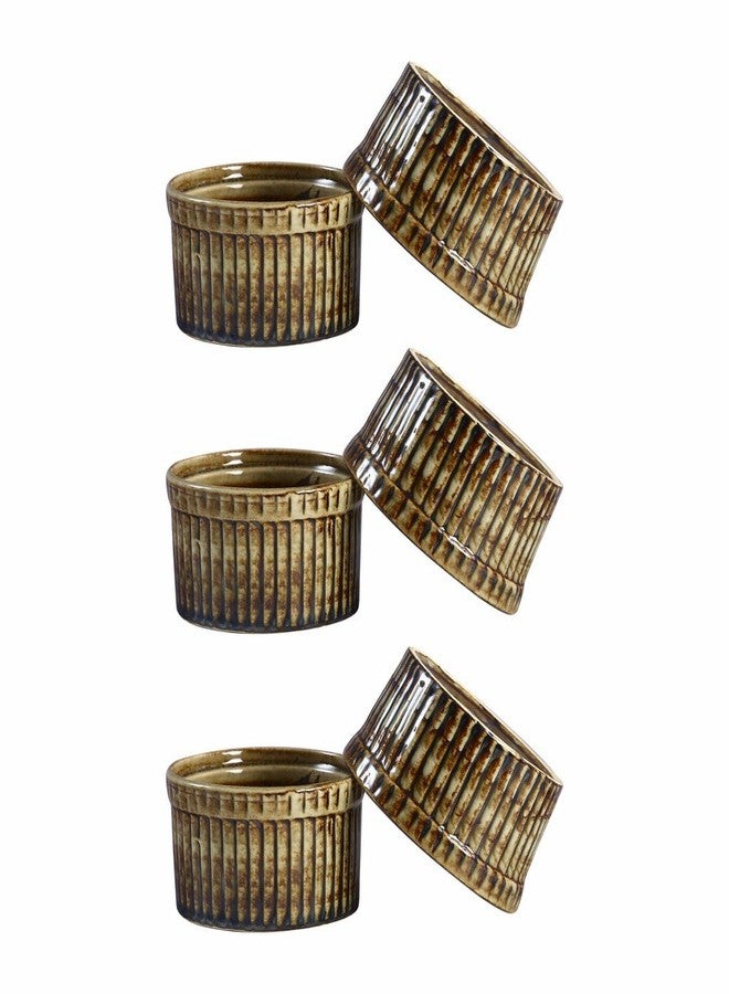 Caffeine Ceramic Handmade Brown Timberland Ramekin Bowl (Set of 6, 150 ml) - Image 1
