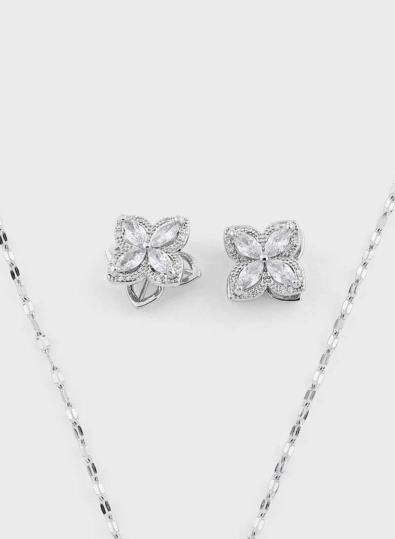 ايلا ليمتد اديشن Floral Diamante Pendant ,Ring & Earring Set