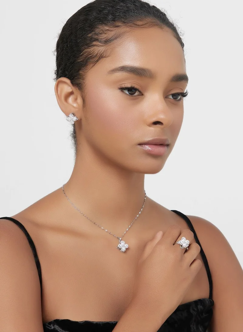 ايلا ليمتد اديشن Floral Diamante Pendant ,Ring & Earring Set