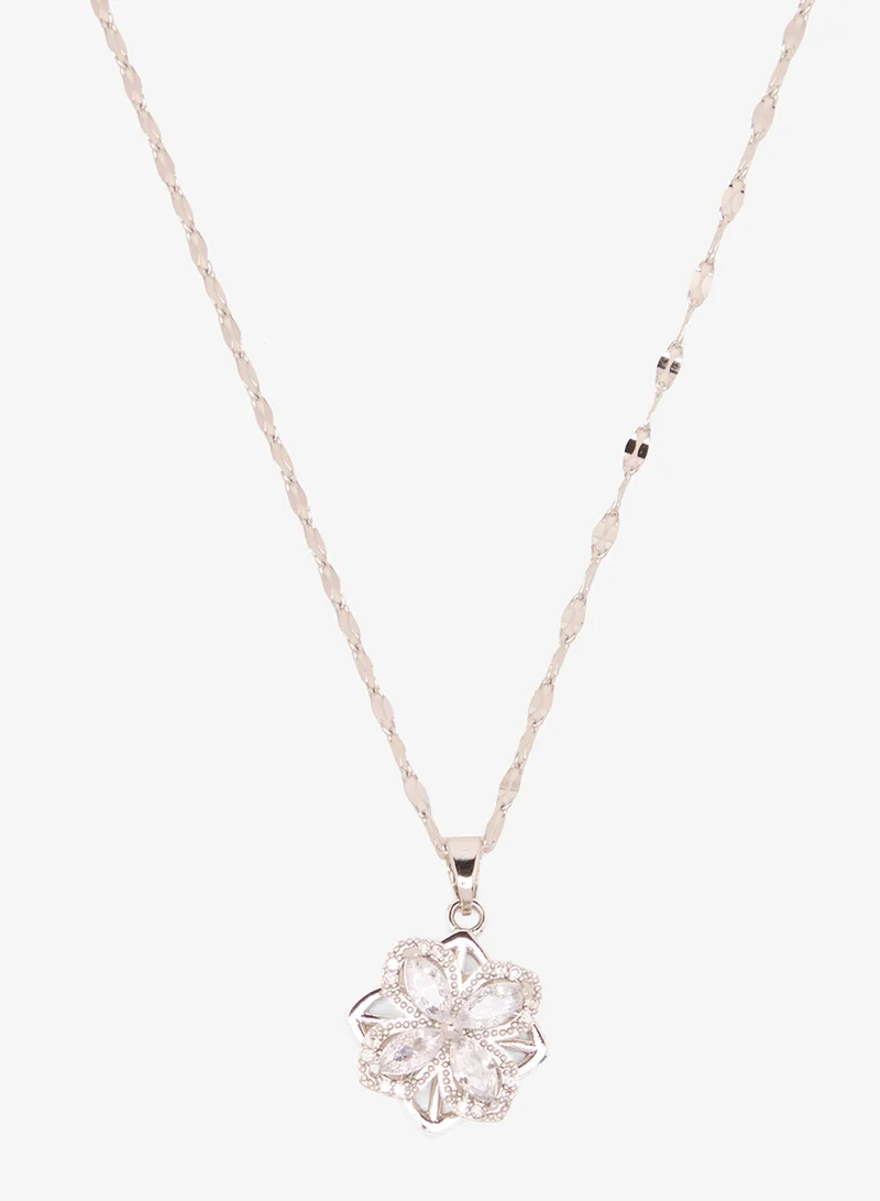 Ella Limited Edition Silver Floral Diamante Pendant ,Ring & Earring Set for Women | Best Price UAE