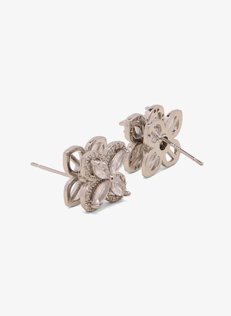 Ella Limited Edition Silver Floral Diamante Pendant ,Ring & Earring Set for Women | Best Price UAE