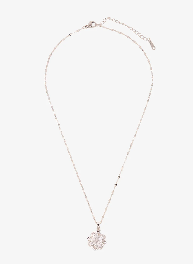 Ella Limited Edition Silver Floral Diamante Pendant ,Ring & Earring Set for Women | Best Price UAE