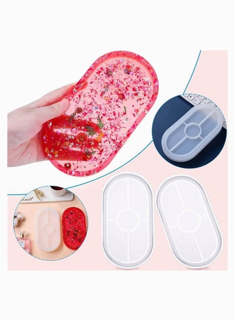 Tray Resin Mould, KASTWAVE Craft Jewelry Making Mould Oval Tray Mould DIY Epoxy Resin Mould Silicone Resin Mould Plate Casting Mould for Office Home Decor (2 Pieces) - Image 5