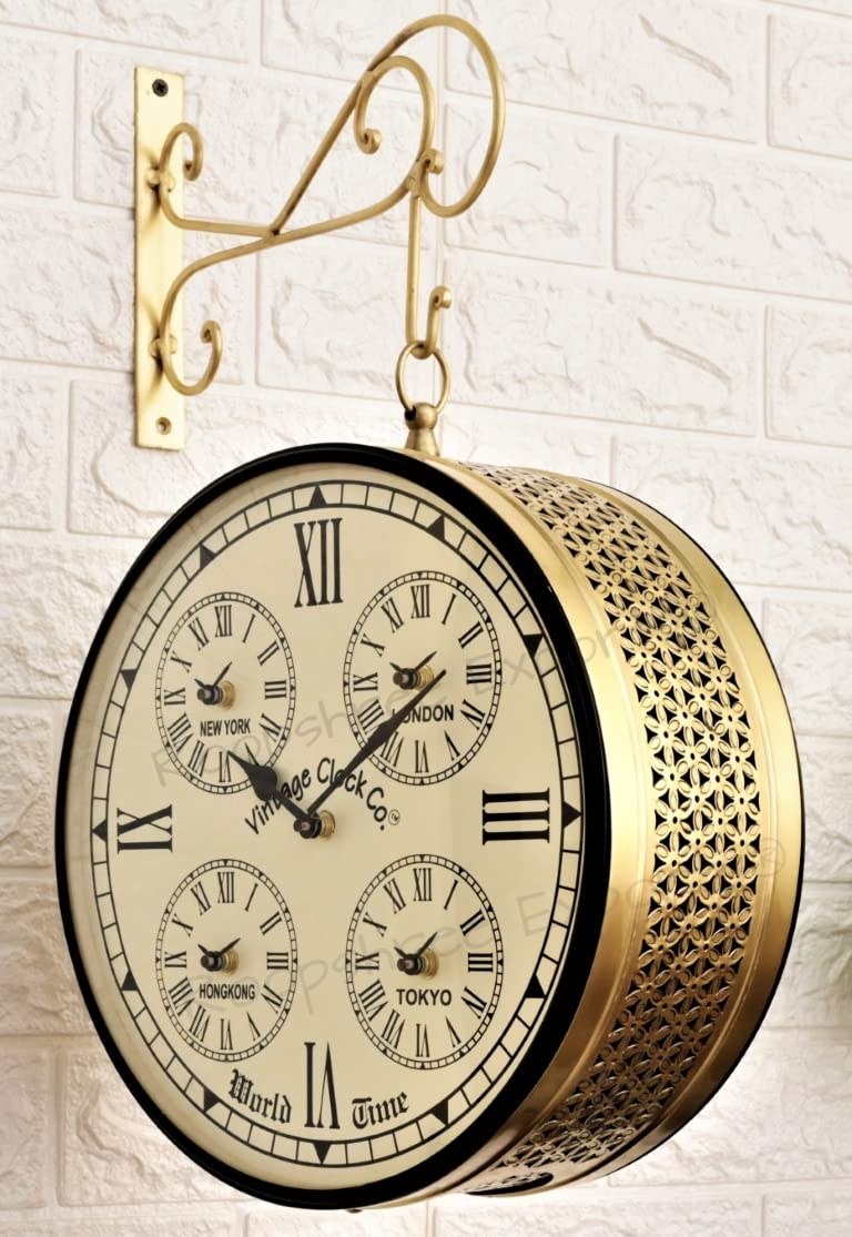 Vintage Clock Handcrafted Double Side Wall Clock 1 Year Warranty / 65560-12-WCH - Image 1