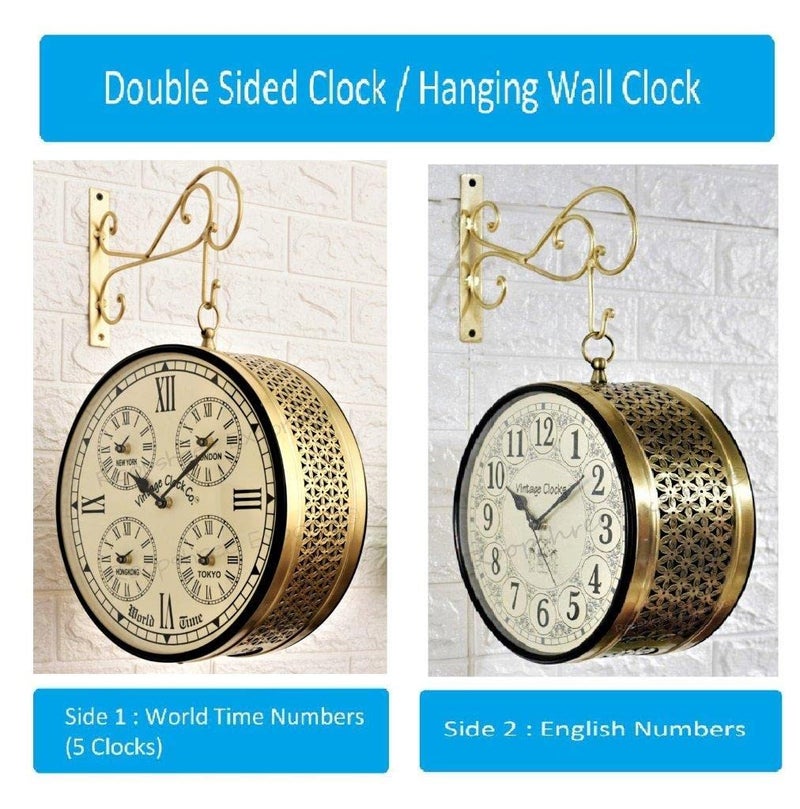 Vintage Clock Handcrafted Double Side Wall Clock 1 Year Warranty / 65560-12-WCH - Image 2