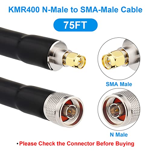 XRDS -RF XRDS-RF KMR400 SMA to N Cable 75ft, N-Male to SMA-Male Connector Low Loss Extension 50 Ohm - Image 2