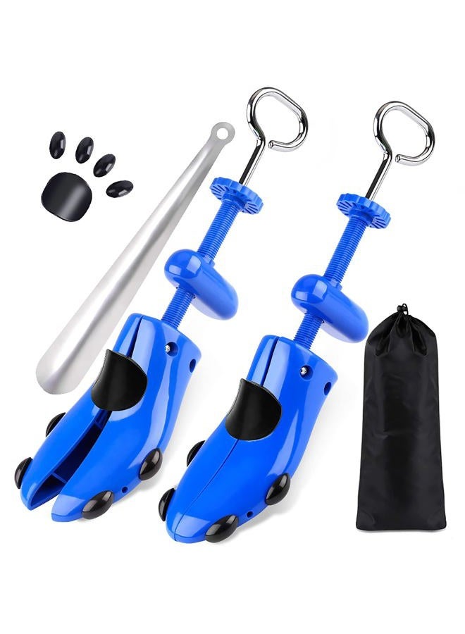 Yalumo Shoe Stretcher, Plastic Pair of 4-way Adjustable Shoe Expander Shoe Tree Widener for Wide Feet Bunions, Blue for Men's Shoes Us Size 9.5-13, for men's Shoes Us Size 9.5-13 - Image 1