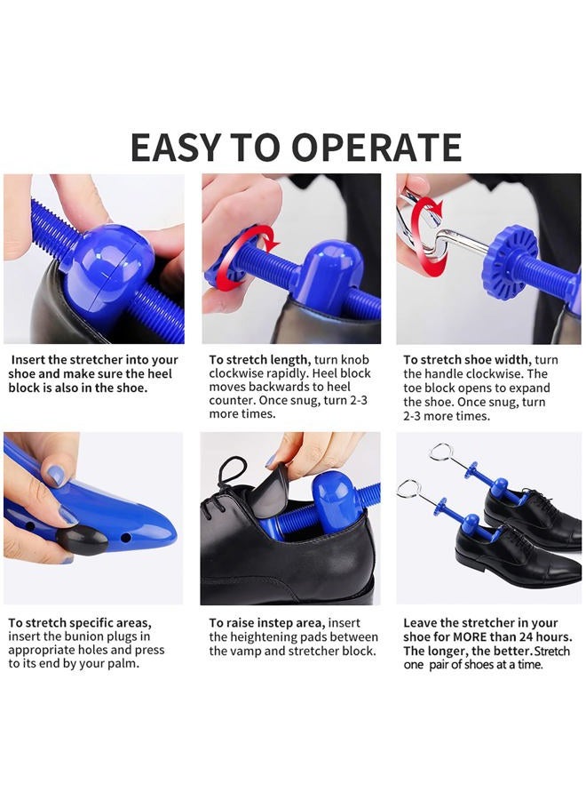 Yalumo Shoe Stretcher, Plastic Pair of 4-way Adjustable Shoe Expander Shoe Tree Widener for Wide Feet Bunions, Blue for Men's Shoes Us Size 9.5-13, for men's Shoes Us Size 9.5-13 - Image 4