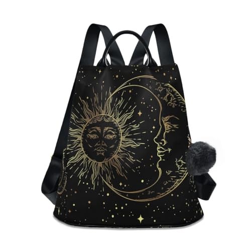 Bolaz Golden Sun Moon Stars Boho Anti-Theft Backpack Purse for Women Fashion Bag Travel School Back Pack Rucksack Shoulder Bag - Image 1
