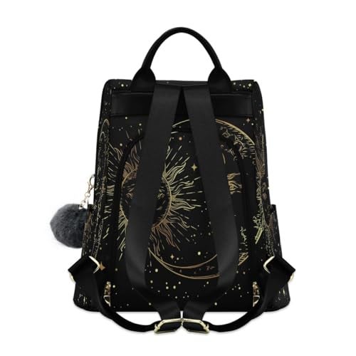 Bolaz Golden Sun Moon Stars Boho Anti-Theft Backpack Purse for Women Fashion Bag Travel School Back Pack Rucksack Shoulder Bag - Image 2