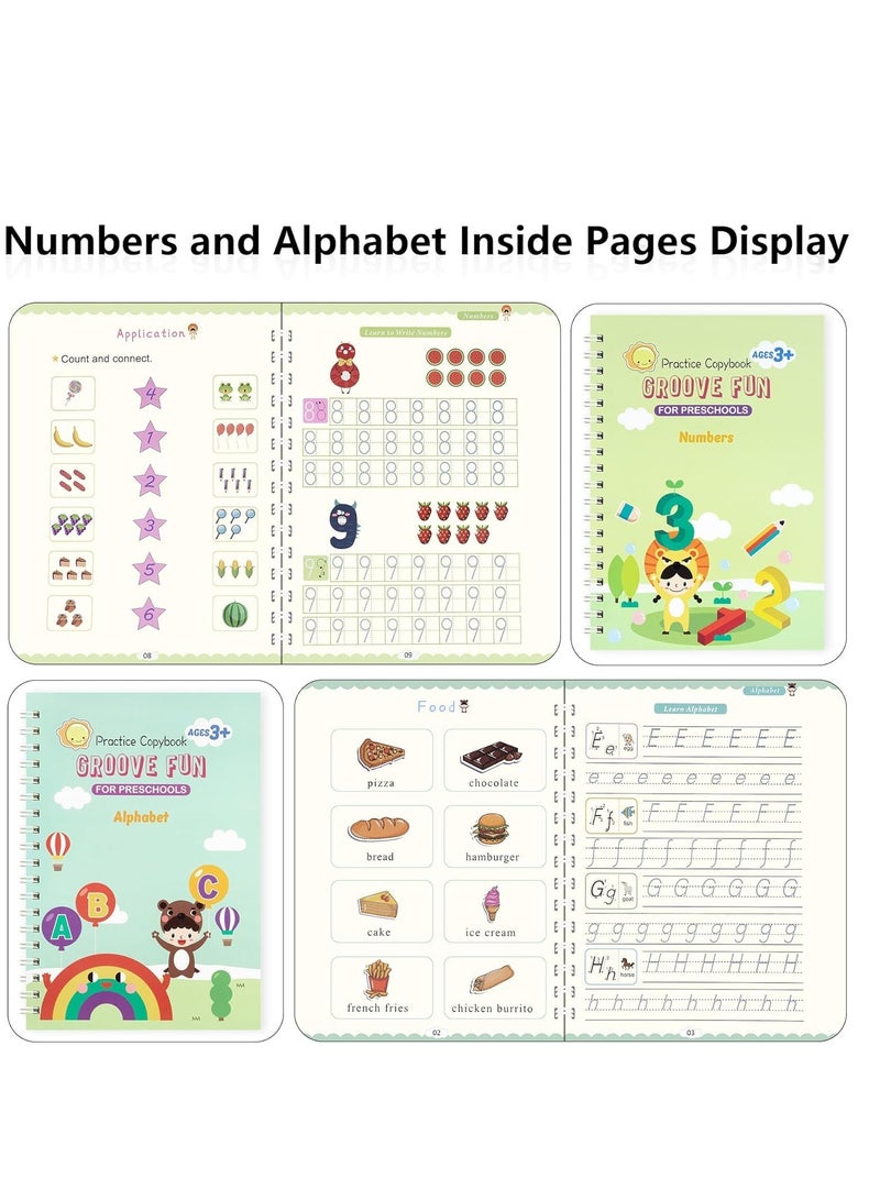 KASTWAVE 4pcs Magic Practice Copybooks for Kids, Grooved Writing Books for Kids w/Pen, Reusable Copybook Calligraphy Beginners Set, Learn to Write Handwriting Practice Book Magical Tracing Workbook - Image 5