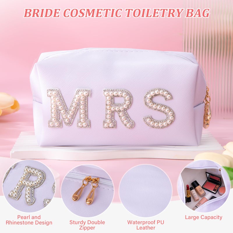 Doublewhale Bridal Shower Gifts for Bride to Be - 7PCS Gift Set with Bride Slippers, Mrs Jewelry Box, Bride Hair Clip, Scented Candle, Cosmetic Bag, Greeting Card with Gift Box for Wedding Engagement Bachelorette - Image 5