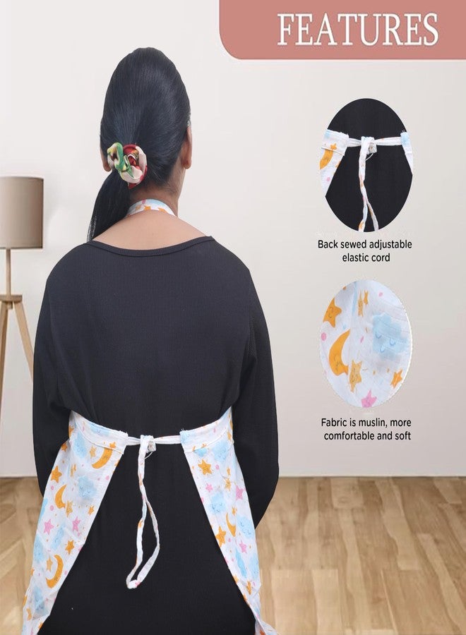 موذرلي غطاء رضاعة للأمهات - مئزر رضاعة ناعم ومسامي للأم، غطاء رضاعة متعدد الاستخدامات بنقشة سحابة زرقاء - Image 3