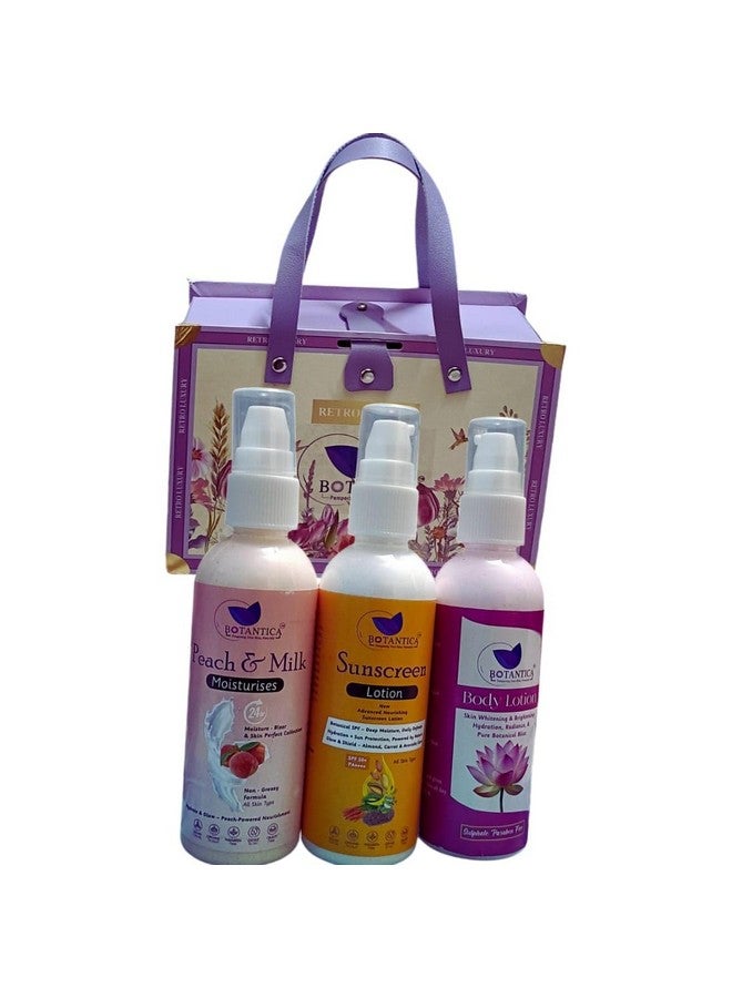 BOTANTICA Luxury face & Body Care Gift Set | Skin Care Hamper for Women & Men | Pack of 3 peach moisture sunscream Lotion, lotus extract body lostion| Gifting For Birthday, Valentine's & Anniversary - Image 3