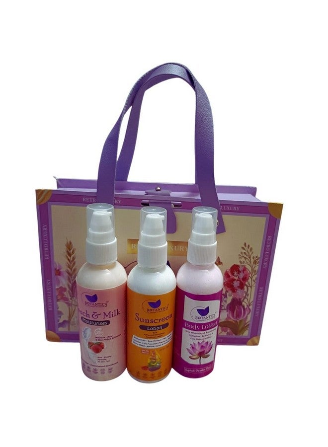 BOTANTICA Luxury face & Body Care Gift Set | Skin Care Hamper for Women & Men | Pack of 3 peach moisture sunscream Lotion, lotus extract body lostion| Gifting For Birthday, Valentine's & Anniversary - Image 2