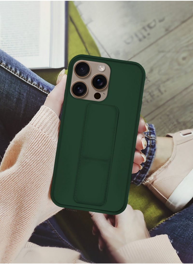 CATANES - ( for iPhone 16 Pro Max ) 3 Pack, 1 Case and 2 Screen Protectors Premium PU Leather Case with Stand Function Shockproof and Anti Scratch Finger Grip Case Cover / Green - Image 1