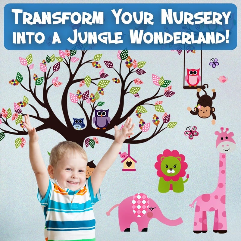 DEKOSH Kids Pink Jungle Theme Wall Decal - Image 4