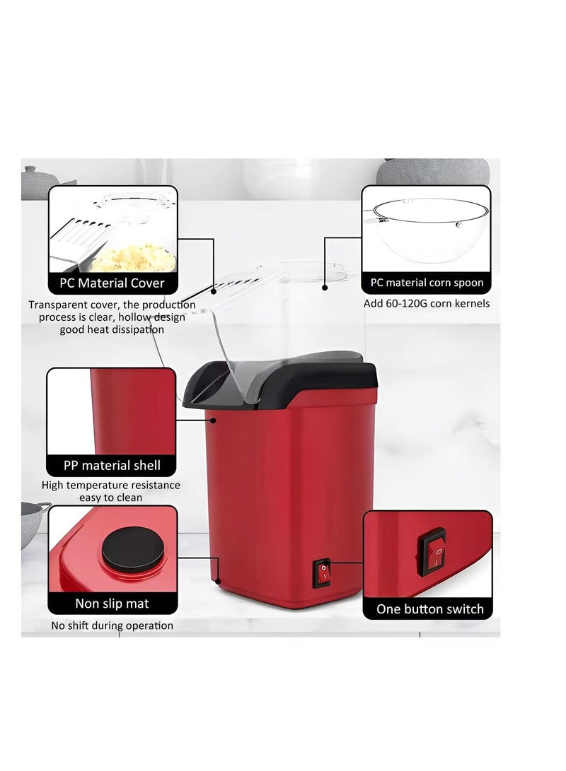 Excefore Hot Air Popcorn Popper Machine, Mini Air Popper Popcorn Maker, Electric Popcorn Maker, 2 Minute Fast Popcorn Machine with Measuring Cup, No Oil BPA Free Air Popper for Home Movie, Party - Image 2