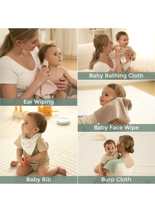 Momcozy مناديل استحمام الأطفال - تصميم 4 طبقات | سمك متوسط | قطن فاخر لبشرة المواليد الجدد - رائعة للاستحمام، المسح والاستخدام أثناء التنقل، هدية استحمام وضرورية - Image 3